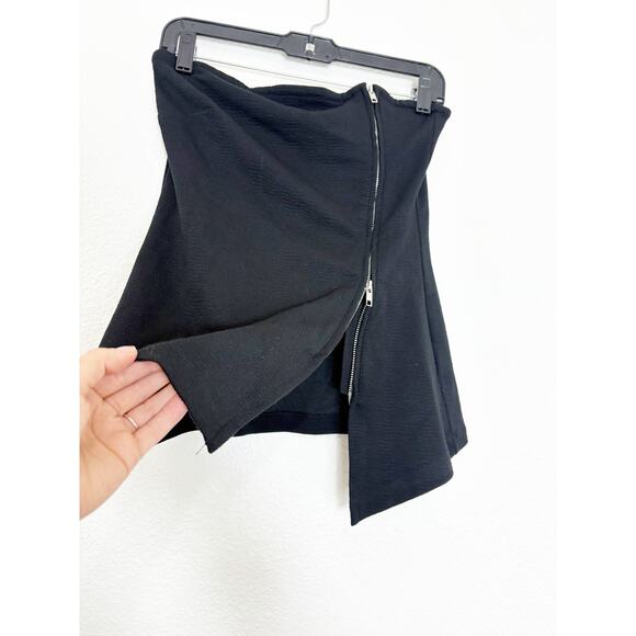 Anthropologie Maeve Asymmetrical Zipper Tube Top Black Size Small Quiet Luxury - Picture 9 of 11